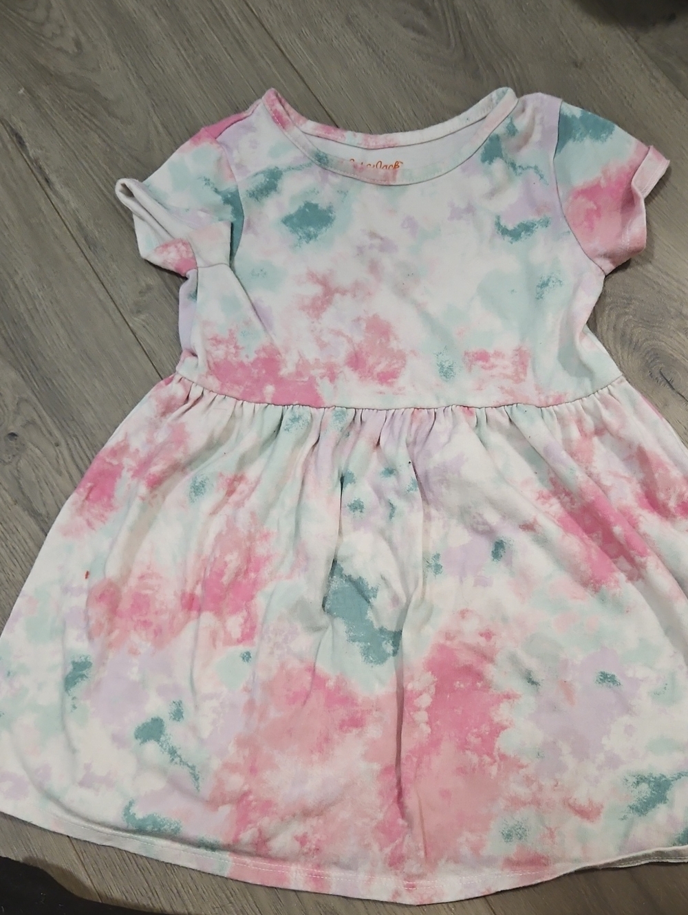 Cat & Jack Pastel Tie-Dye Short Sleeve Dress in Pink, Mint & Lavender